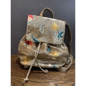 Gold With Flowers Sequin Backpack